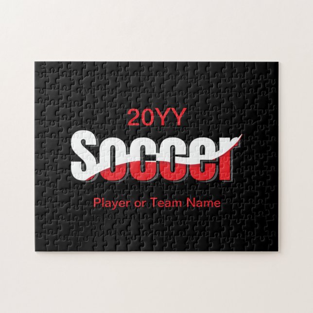 Soccer Player Abstract Swish - Word Art Jigsaw Puzzle (Horizontal)