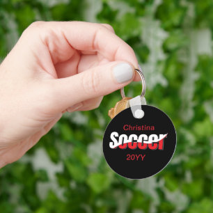 Soccer Player Abstract Swish - Word Art Key Ring
