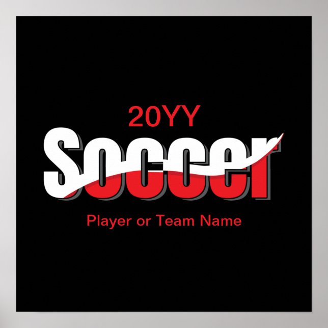 Soccer Player Abstract Swish - Word Art Poster (Front)