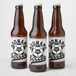 Soccer Player ADD NAME Football Team Personalised Beer Bottle Label