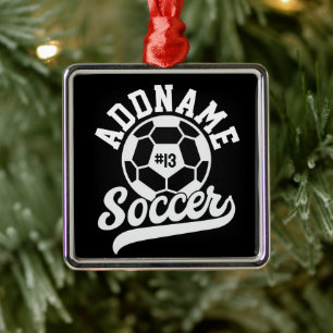 Soccer Player ADD NAME Football Team Personalised Metal Ornament