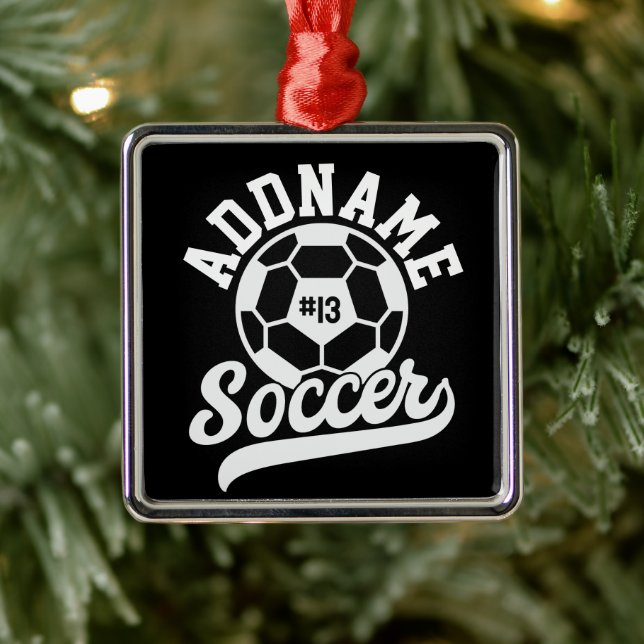 Soccer Player ADD NAME Football Team Personalised Metal Ornament (Tree)