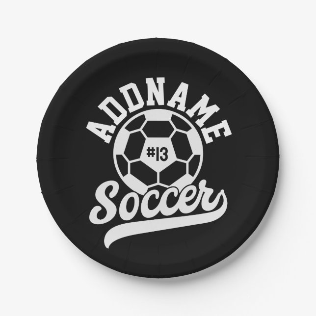 Soccer Player ADD NAME Football Team Personalised Paper Plate (Front)