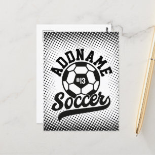 Soccer Player ADD NAME Football Team Personalised Postcard
