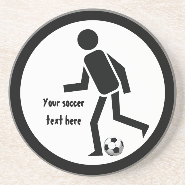 Soccer player and ball custom gift coaster (Front)
