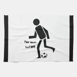 Soccer player and ball custom gift tea towel