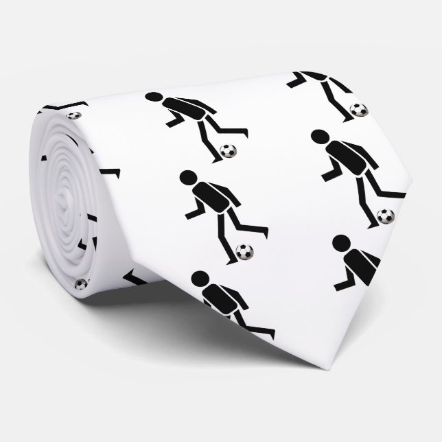 Soccer player and ball custom neck tie (Rolled)