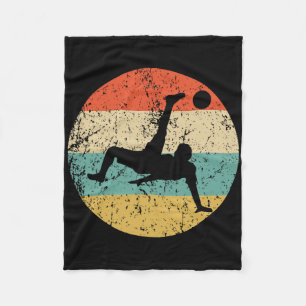 Soccer Player Bicycle Kick Silhouette Retro Sports Fleece Blanket