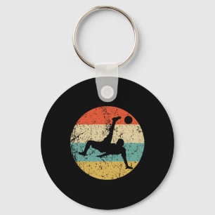 Soccer Player Bicycle Kick Silhouette Retro Sports Key Ring