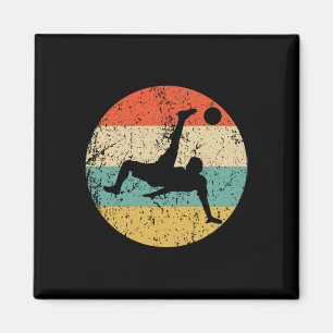 Soccer Player Bicycle Kick Silhouette Retro Sports Magnet