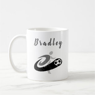Soccer Player Black &White Distressed Personalised Coffee Mug