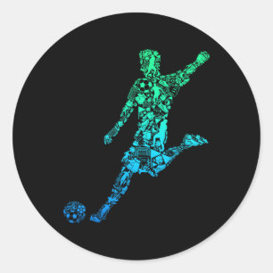 Soccer Player Boys Kids Youth Men _2  Classic Round Sticker