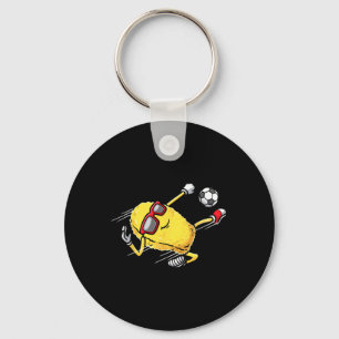 Soccer Player Chicken Nugget Playing Soccer Girls Key Ring