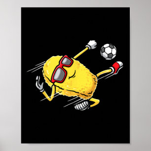 Soccer Player Chicken Nugget Playing Soccer Girls Poster