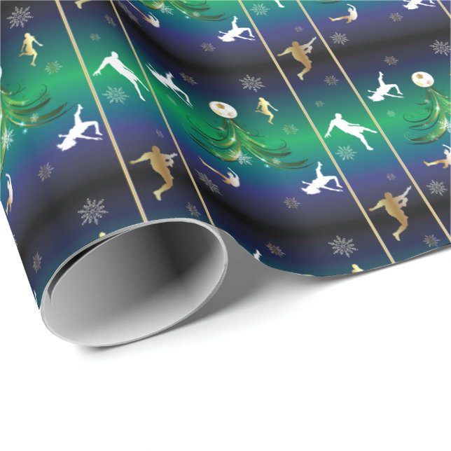 Soccer Player Christmas Snowflake Pattern Wrapping Paper (Roll Corner)