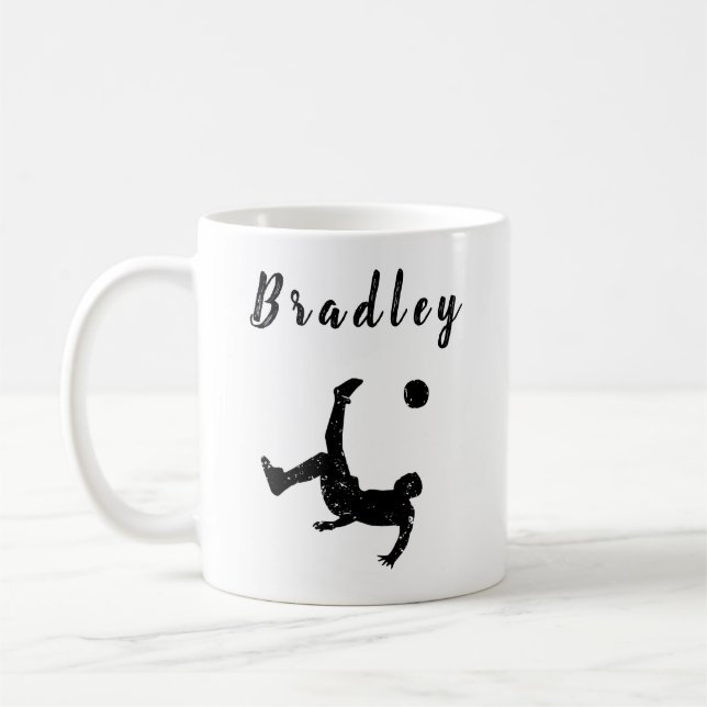 Soccer Player Coach Ball Kick Grunge Personalised Coffee Mug (Left)