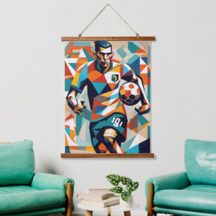 Soccer Player Cubist Wall Tapestry