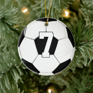 Soccer Player Custom Jersey Number Sport Christmas Ceramic Ornament
