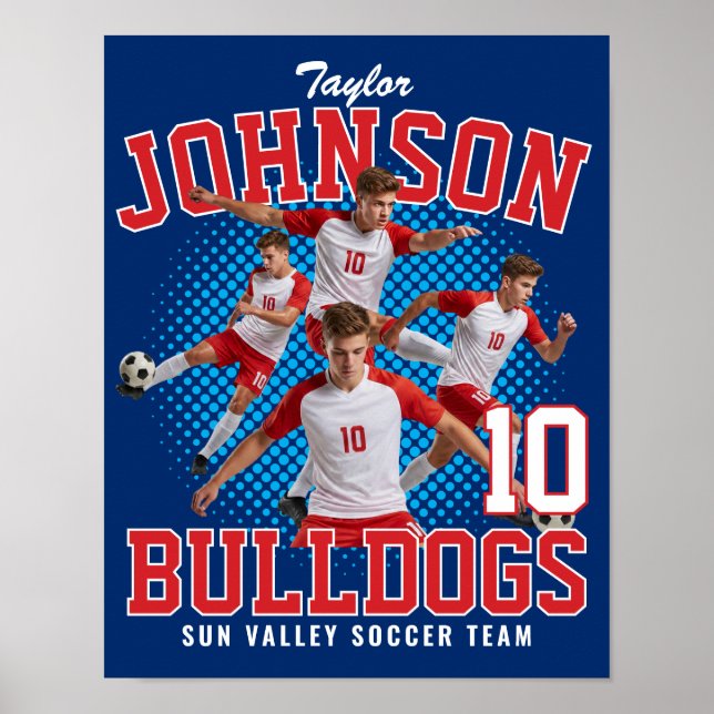 Soccer Player Custom Photo Retro Bootleg Red Poster (Front)
