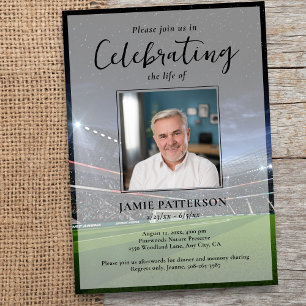 Soccer Player Fan Life Celebration Photo Funeral Invitation