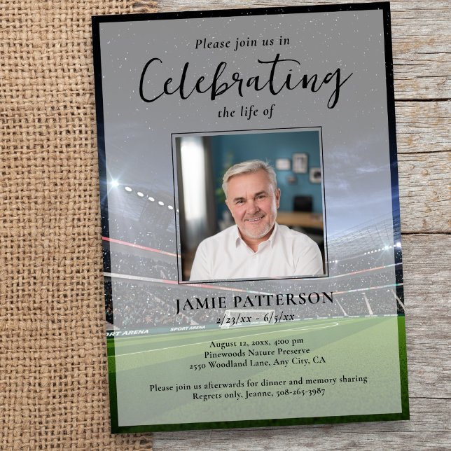 Soccer Player Fan Life Celebration Photo Funeral Invitation (Creator Uploaded)