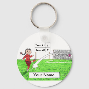 Soccer Player, Female - Personalised Cartoon Gift Key Ring