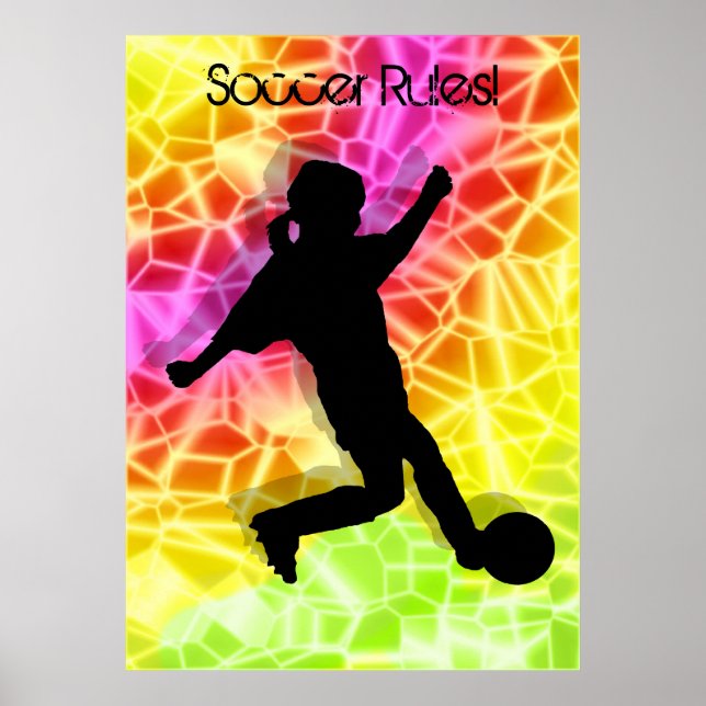 Soccer Player & Fluorescent Mosaic Poster (Front)