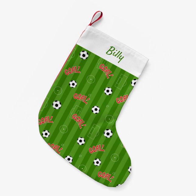 Soccer Player Football Themed Small Christmas Stocking (Front (Hanging))