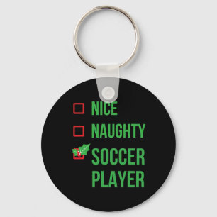 Soccer Player Funny Pajama Christmas Key Ring