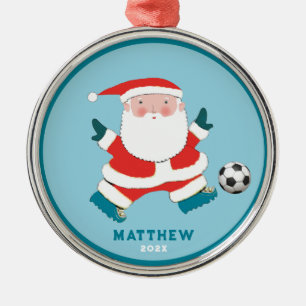 Soccer Player Holiday Gift Metal Ornament
