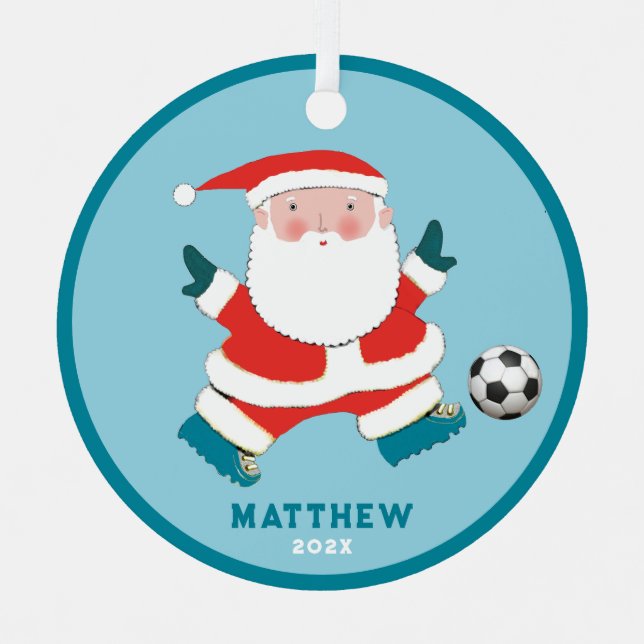 Soccer Player Holiday Gift Metal Tree Decoration (Front)