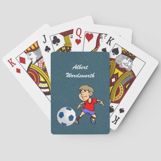 Soccer - Player image and Ball - Personalize Playing Cards (Back)