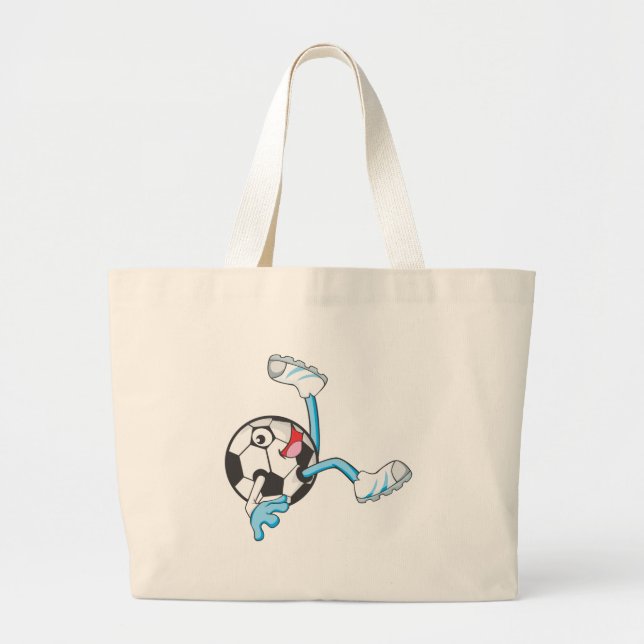 Soccer Player in Bicycle Kick Pose Large Tote Bag (Front)