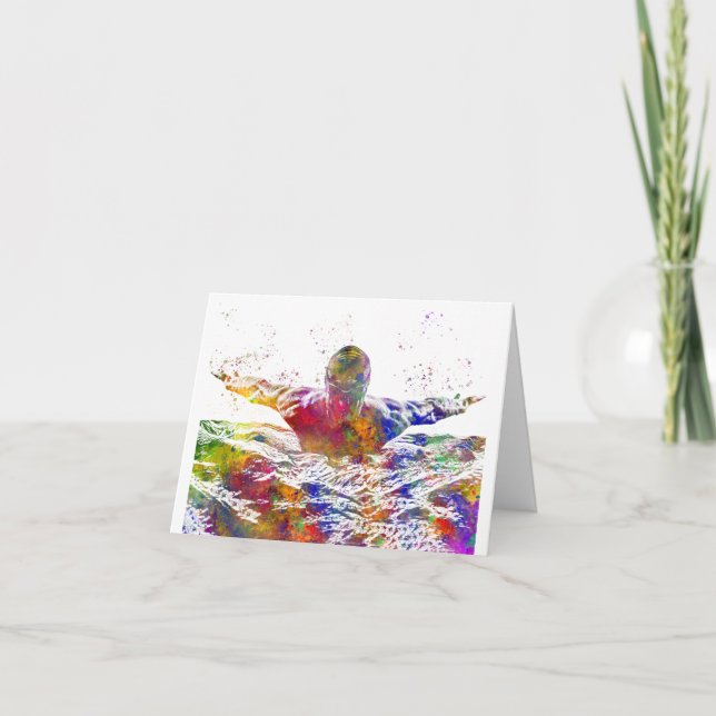 Soccer player in watercolor thank you card (Front)