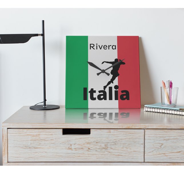 Soccer Player, Italy customisable Square Wall Clock (Creator Uploaded)