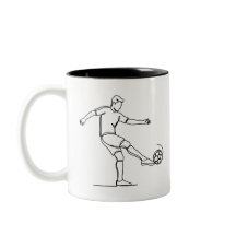 Soccer Player Kick Line Art Football Mug