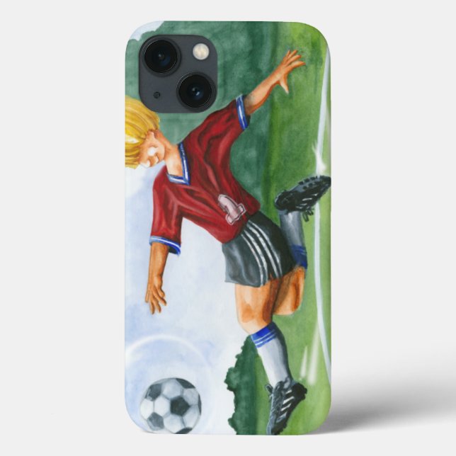 Soccer Player Kicking a Ball by Jay Throckmorton Case-Mate iPhone Case (Back)