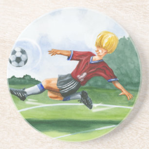 Soccer Player Kicking a Ball by Jay Throckmorton Coaster