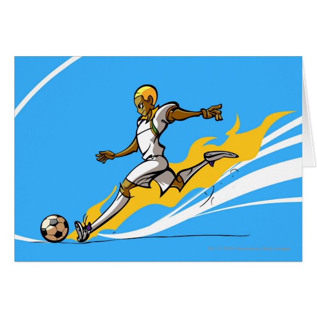 Soccer player kicking a soccer ball (Front Horizontal)