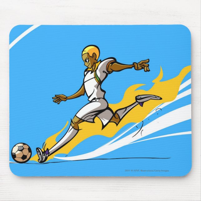 Soccer player kicking a soccer ball mouse pad (Front)