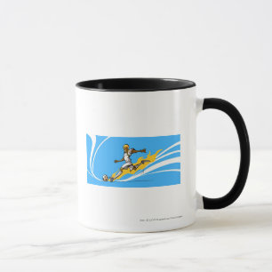 Soccer player kicking a soccer ball mug
