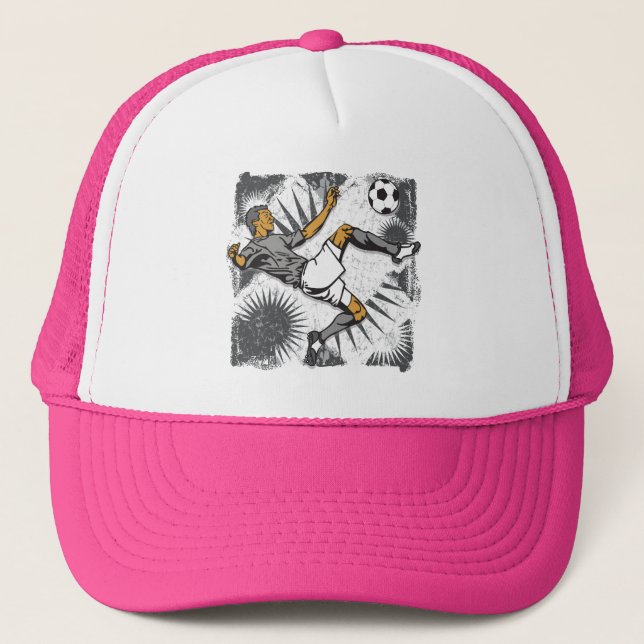 Soccer Player Kicking Ball Trucker Hat (Front)
