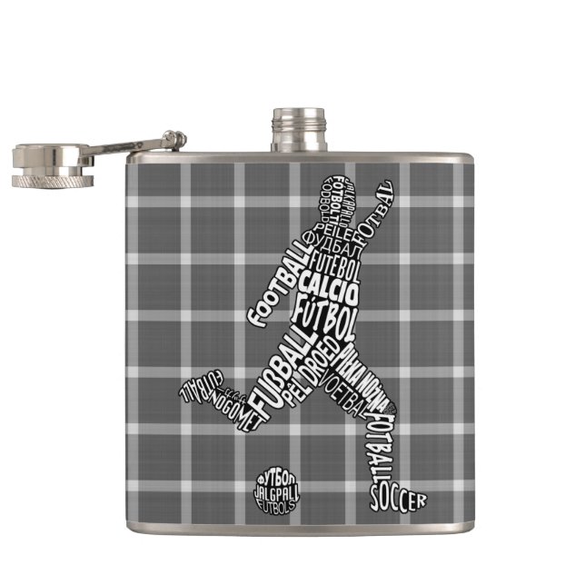 Soccer Player Languages Hip Flask (Opened)