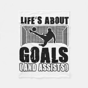 Soccer Player Life's About Goals And Ists Funny Ga Fleece Blanket