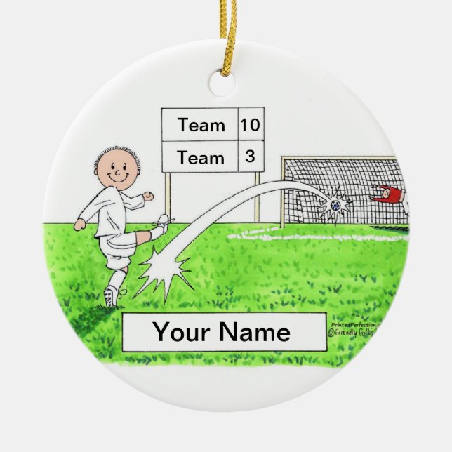 Soccer Player - Male, White Uniform Ceramic Ornament (Front)