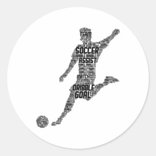 Soccer Player Men Kids Boys Classic Round Sticker