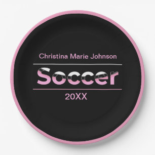 Soccer Player Minimalist Word Art - Arch Paper Plate