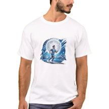 Soccer Player Moon Skyline Blue Sports Art