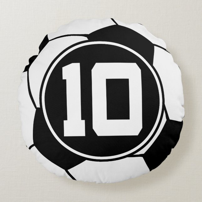 Soccer Player Number 10 Sports Ball Gift Round Cushion (Front)