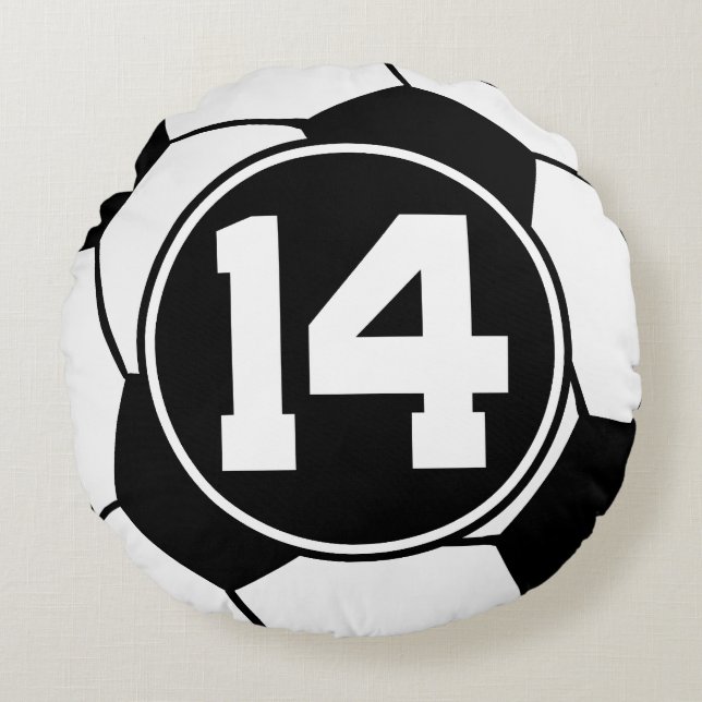 Soccer Player Number 14 Sports Ball Gift Round Cushion (Front)